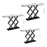 X - Rhombus Black Rectangular With Faux Marble Top Console Table - Decor Smart