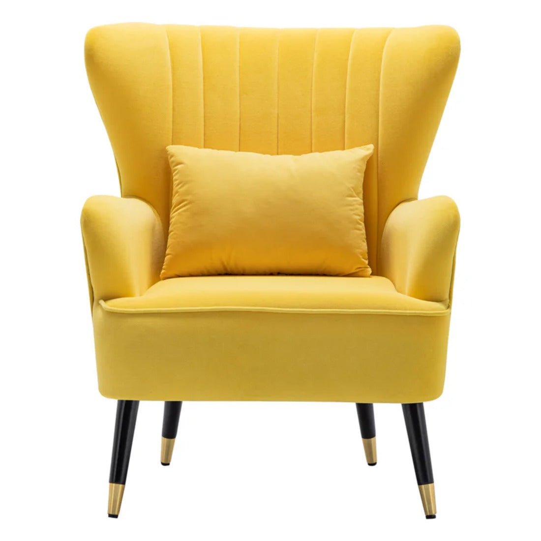 Yellow Color Tufted Accent Chair with Cushion - Decor Smart