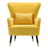 Yellow Color Tufted Accent Chair with Cushion - Decor Smart
