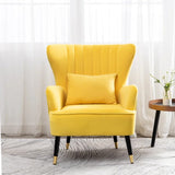 Yellow Color Tufted Accent Chair with Cushion - Decor Smart