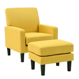 Yellow Standard Classic Velvet Chair with Ottoman - Decor Smart