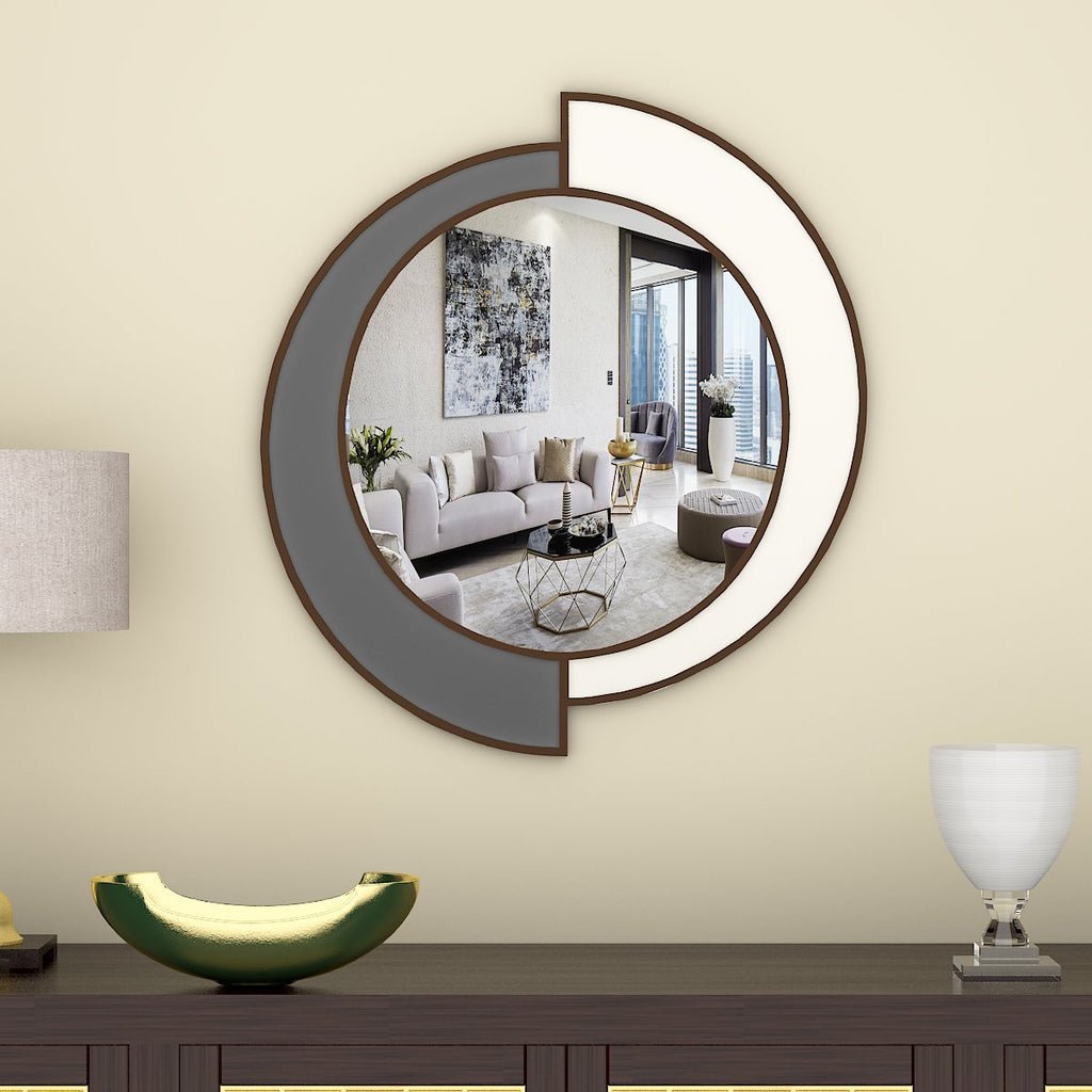 Yin Yang Style Decorative Wooden Vanity Mirror - Decor Smart