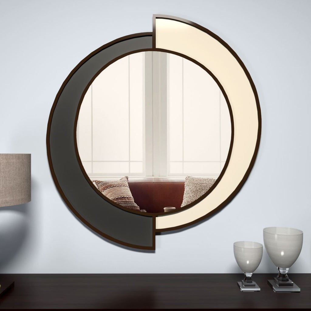Yin Yang Style Decorative Wooden Vanity Mirror - Decor Smart
