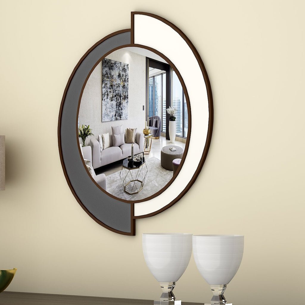 Yin Yang Style Decorative Wooden Vanity Mirror - Decor Smart